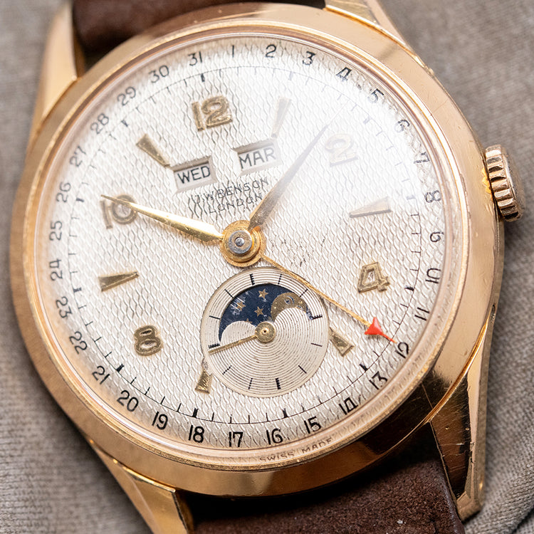 1950s J.W Benson Triple Calendar Moonphase Venus 203 34mm