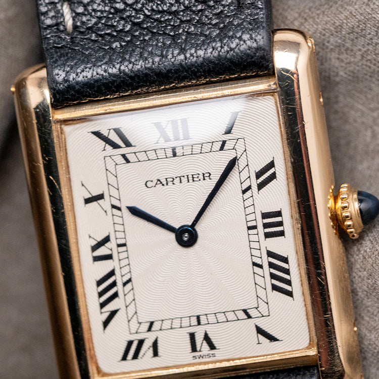 1990s Cartier Tank Louis Guilloche 18ct 96065 24x30mm