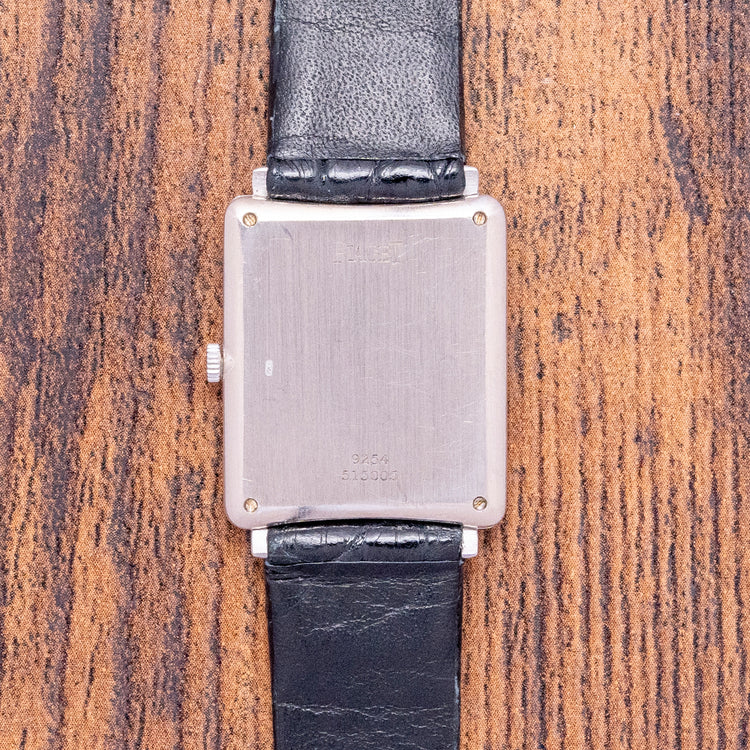 1980s Piaget 18ct White Bark Case Lapis & Diamond Dial