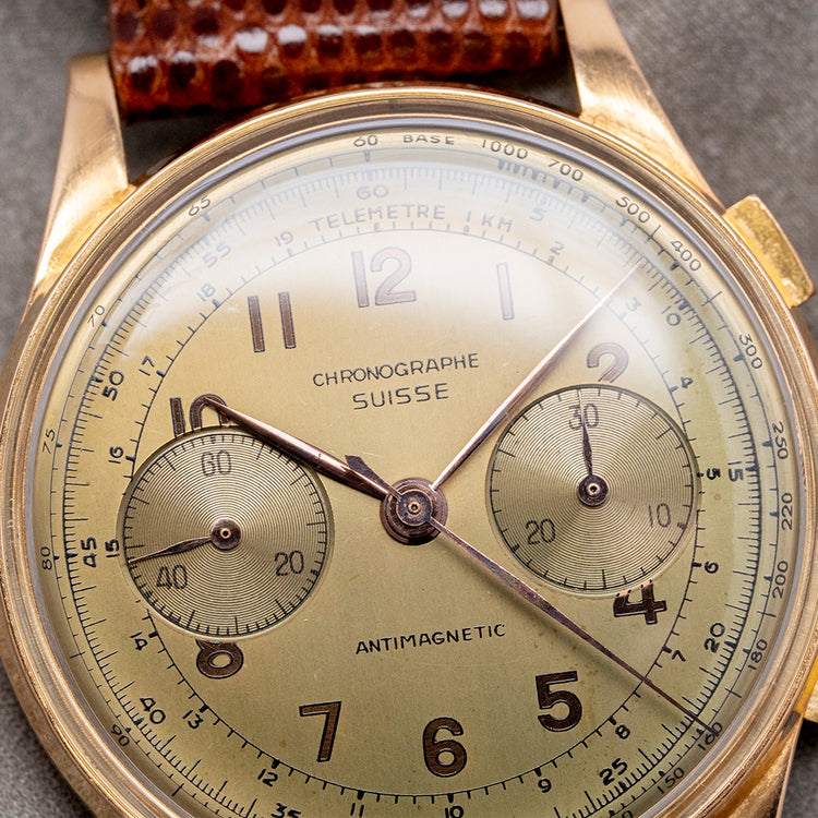 1950s Chronographe Suisse 18ct Gold Landeron 48 36.5mm