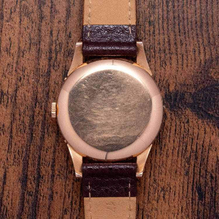 1950s Movado 18ct Pink Gold Triple Calendar Fancy Lugs