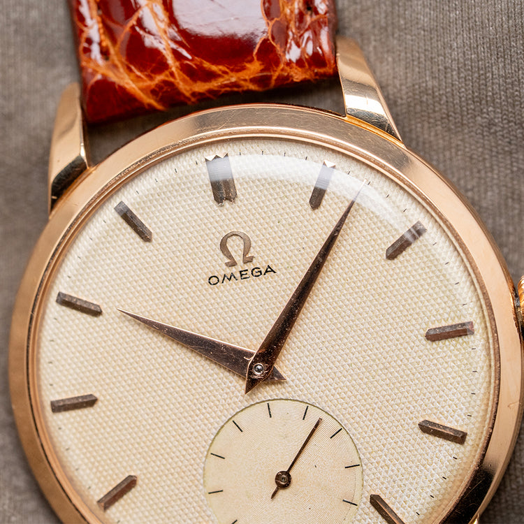 1954 Omega Trésor 18ct Pink Gold Honeycomb Dial 2685 36mm