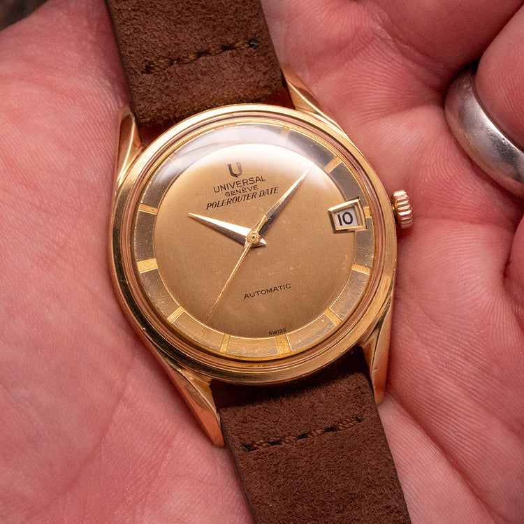 1960s Universal Geneve Polerouter Date Automatic 18ct Yellow Gold