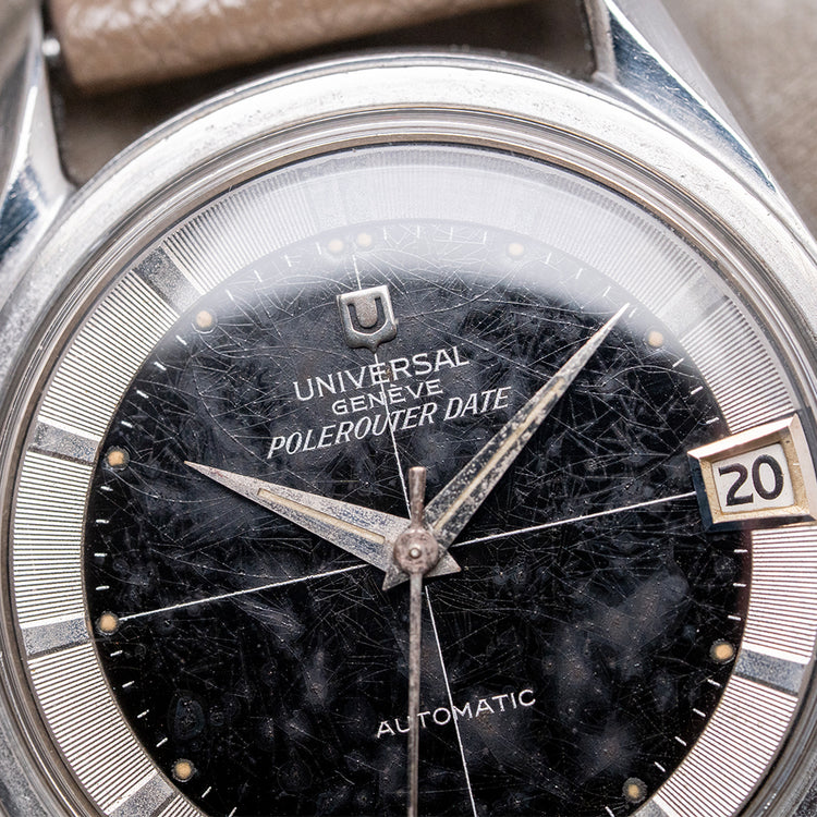 1959 Universal Geneve Polerouter Date Black Spider Dial 35.5mm