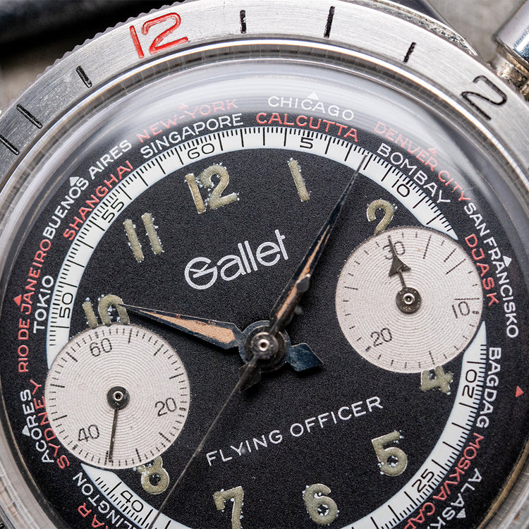 1970s Gallet 'Flying Officer' Black Dial '4th Gen' 36mm