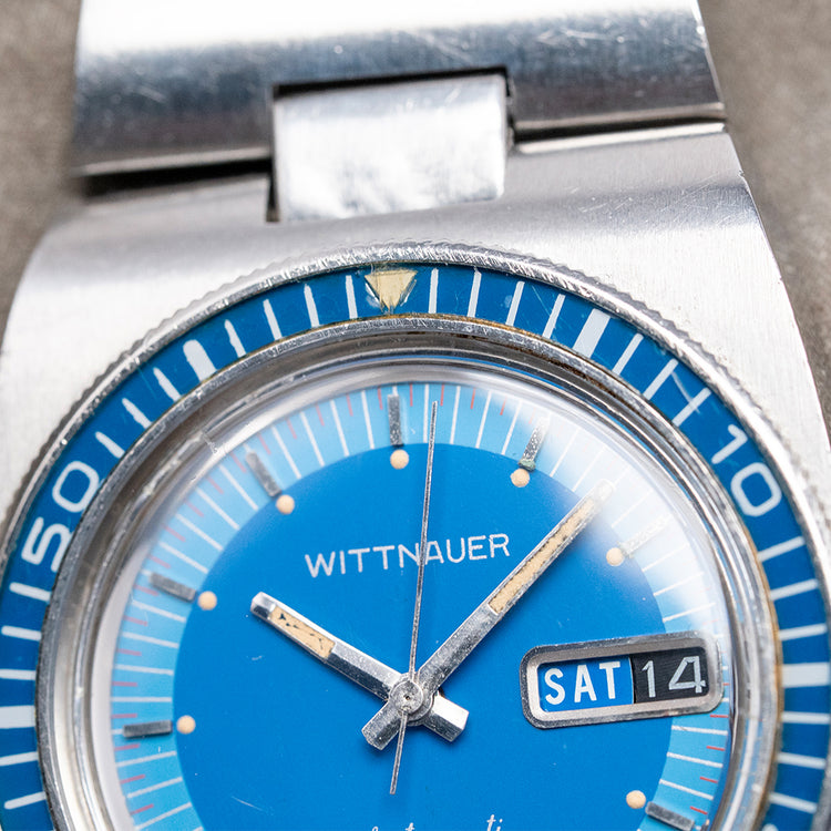 1970s Wittnauer Automatic Blue Dial 'Diver' on Bracelet 37mm
