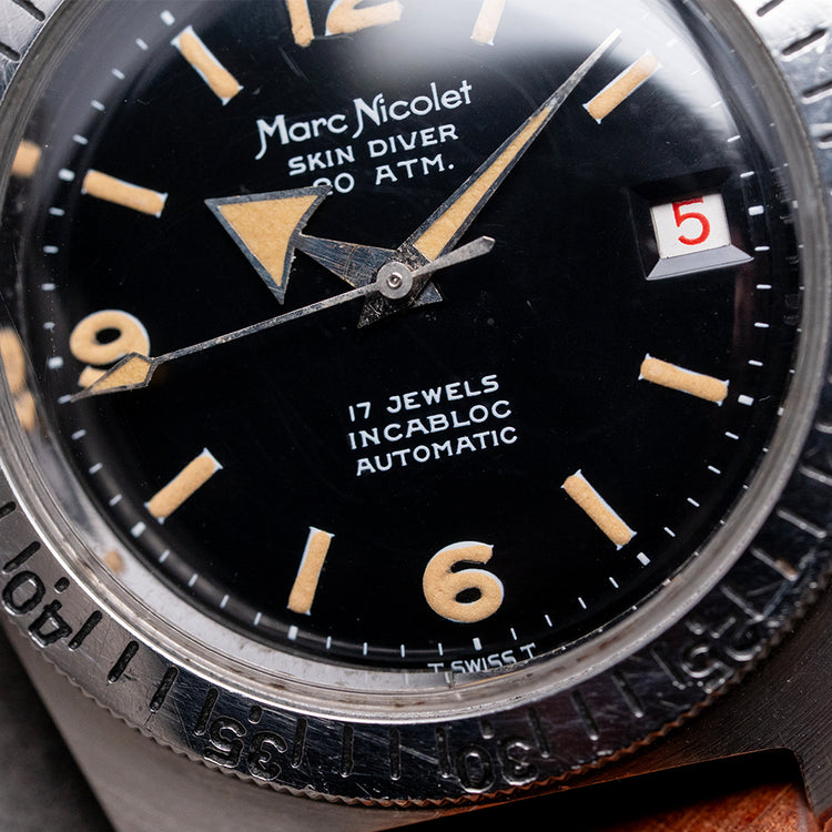 1960s Marc Nicolet Skin Diver Date Automatic ETA 2472 36mm