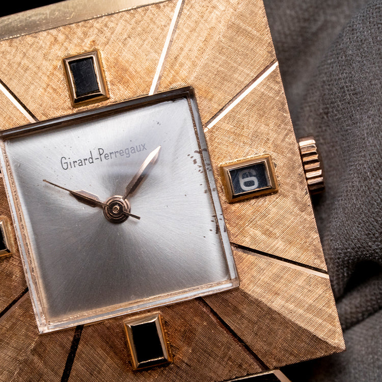 1960s Girard-Perregaux 18ct Pink Gold Square Art Deco Auto