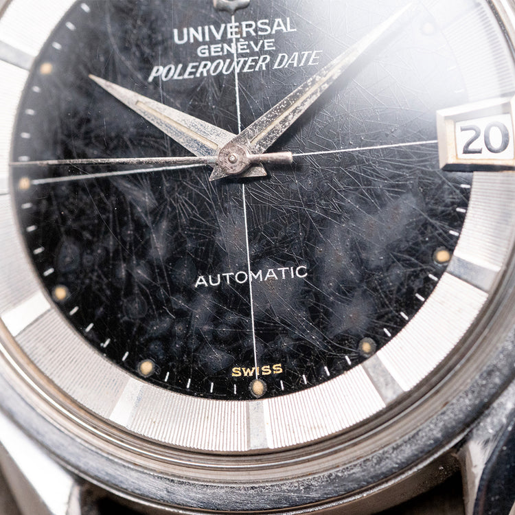 1959 Universal Geneve Polerouter Date Black Spider Dial 35.5mm