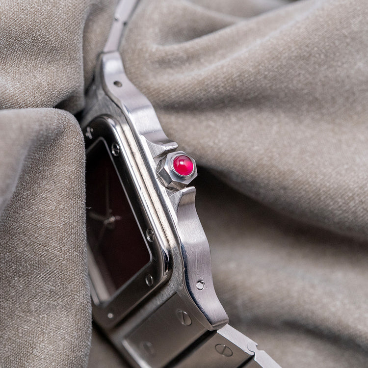 1980s Cartier Santos Carrée Burgundy Lacquer Dial 2960