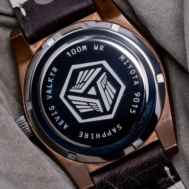 2015 Aevig Valkyr Bronze Case with Black Dial / Green Bezel 39mm