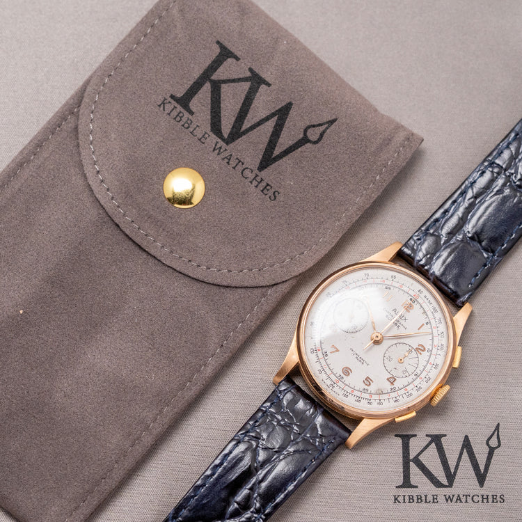 1950s Aidix Chronographe Suisse 18ct Gold Landeron 48 37.5mm