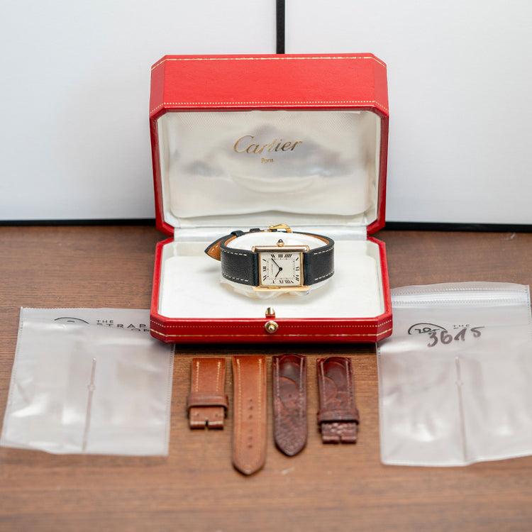 1990s Cartier Tank Louis Guilloche 18ct 96065 24x30mm
