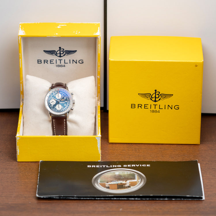 1990s Breitling Old Navitimer II Automatic Blue Arabic 41mm A13022