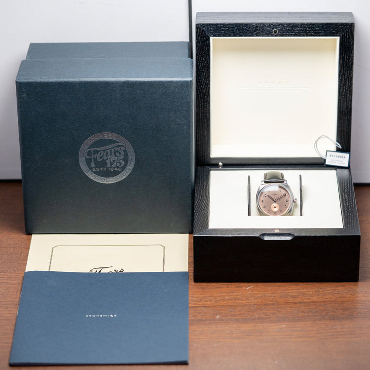 2021 Fears Brunswick Salmon Dial 38mm Exhibition Back