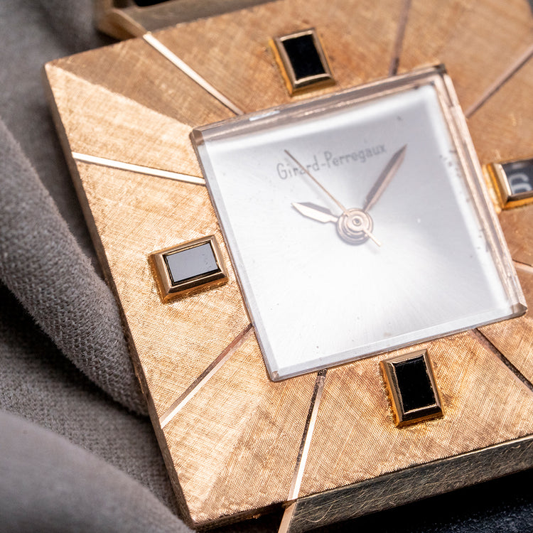 1960s Girard-Perregaux 18ct Pink Gold Square Art Deco Auto