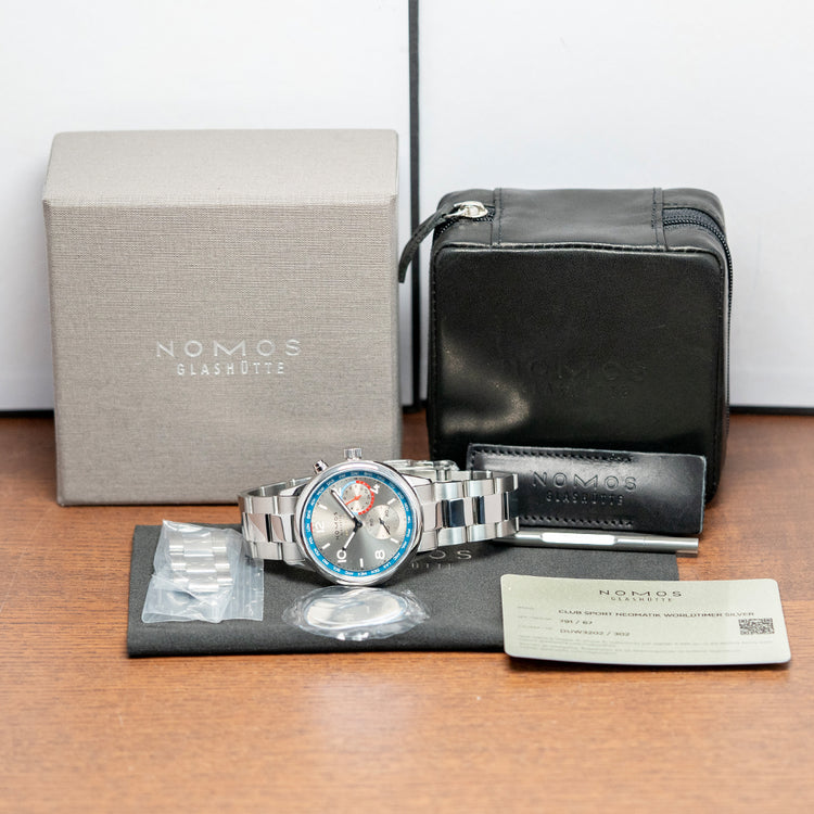 2025 Nomos Club Sport Neomatik Worldtimer Silver 40mm 791