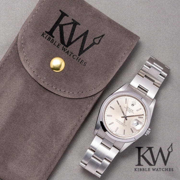 2002 Rolex Oyster Perpetual Date Silver Dial 34mm 15200