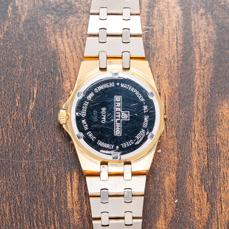 1980s Breitling Tabarly Blue Dial Full Gold Plated on Bracelet 35mm