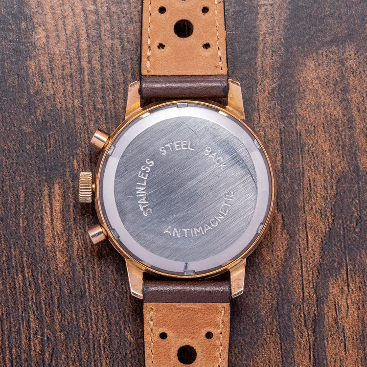 1950s Exacta Chronograph Landeron 51 37mm Gold Plated