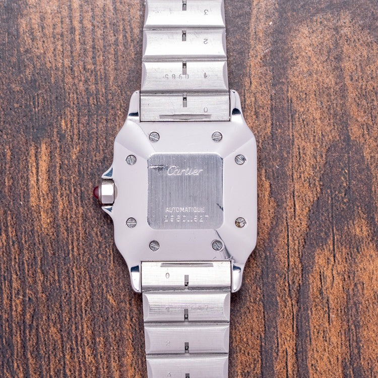 1980s Cartier Santos Carrée Burgundy Lacquer Dial 2960