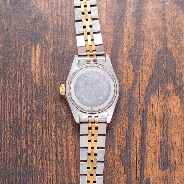 1990 Rolex Lady-Datejust 26mm Steel & Gold Factory Diamonds 69173