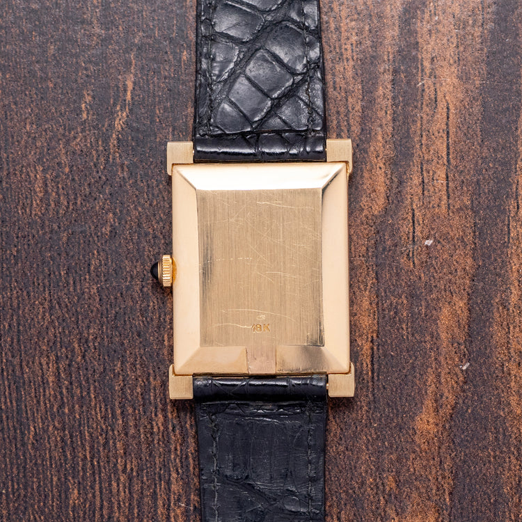 1970s Ebel 18ct Yellow Gold Black Dial 25x36mm 'Tank'