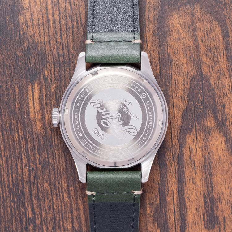 2025 AVI-8 Flyboy Airmaster GMT Fuselage Green 40mm