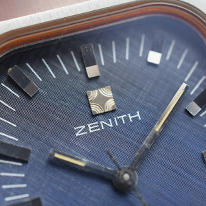 1970s NOS Zenith Rectangle Blue Linen Dial