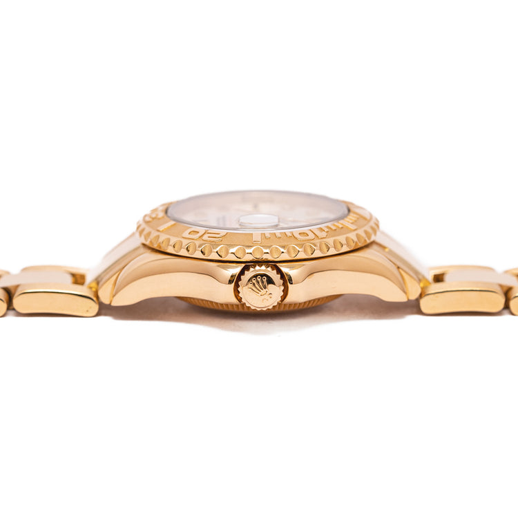 1996 Rolex Ladies Yacht-Master 18ct Gold Mother of Pearl Diamond Dial 69628