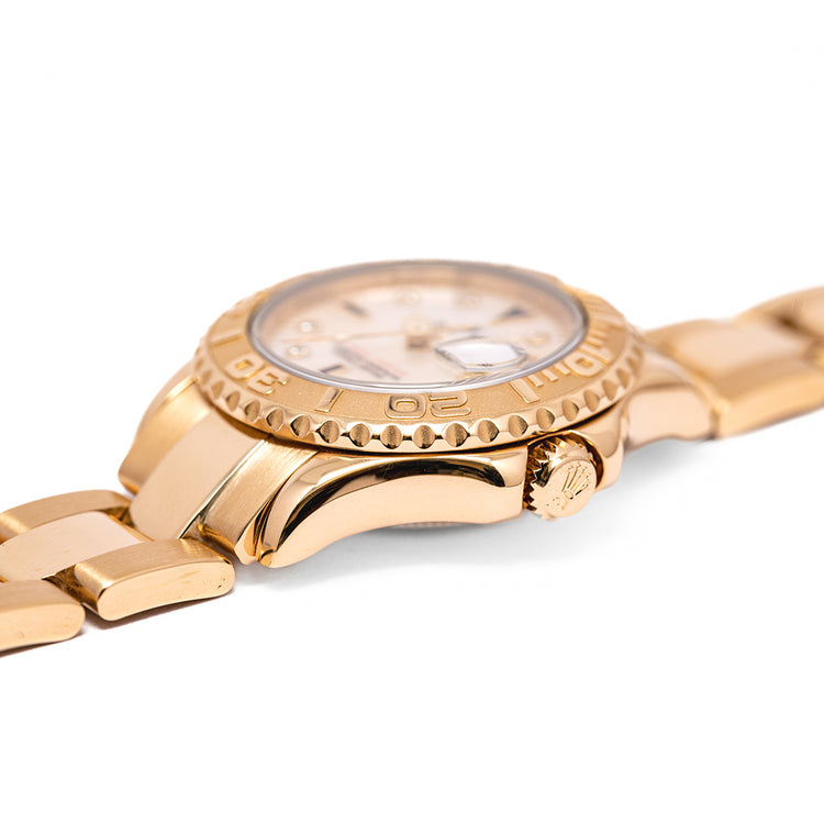 1996 Rolex Ladies Yacht-Master 18ct Gold Mother of Pearl Diamond Dial 69628