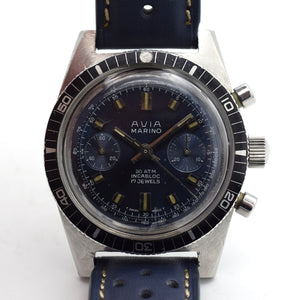 1960s Avia Marino Diver Style Chronograph Blue/Purple Dial