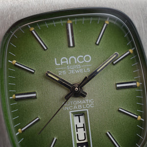 New Old Stock 1970s Lanco Day/Date Green Dial