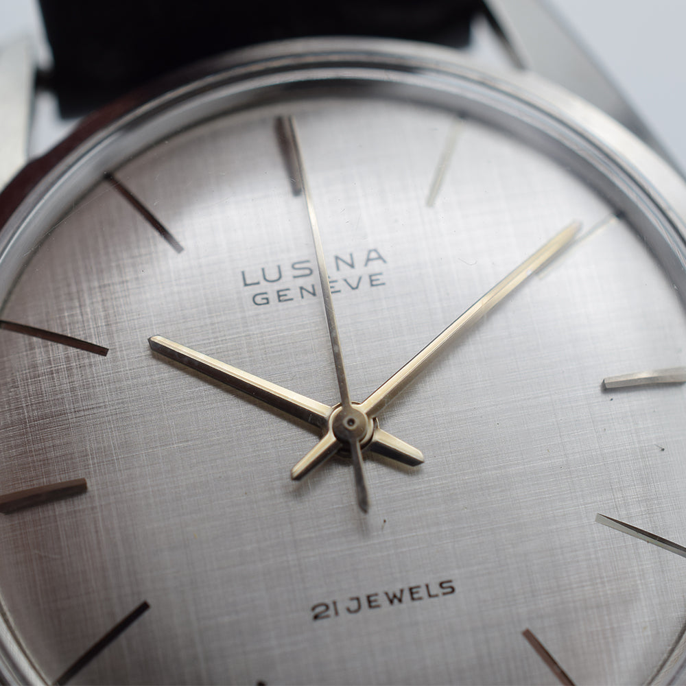 1960s Lusina Geneve Manually Wound Linen Dial on Strap