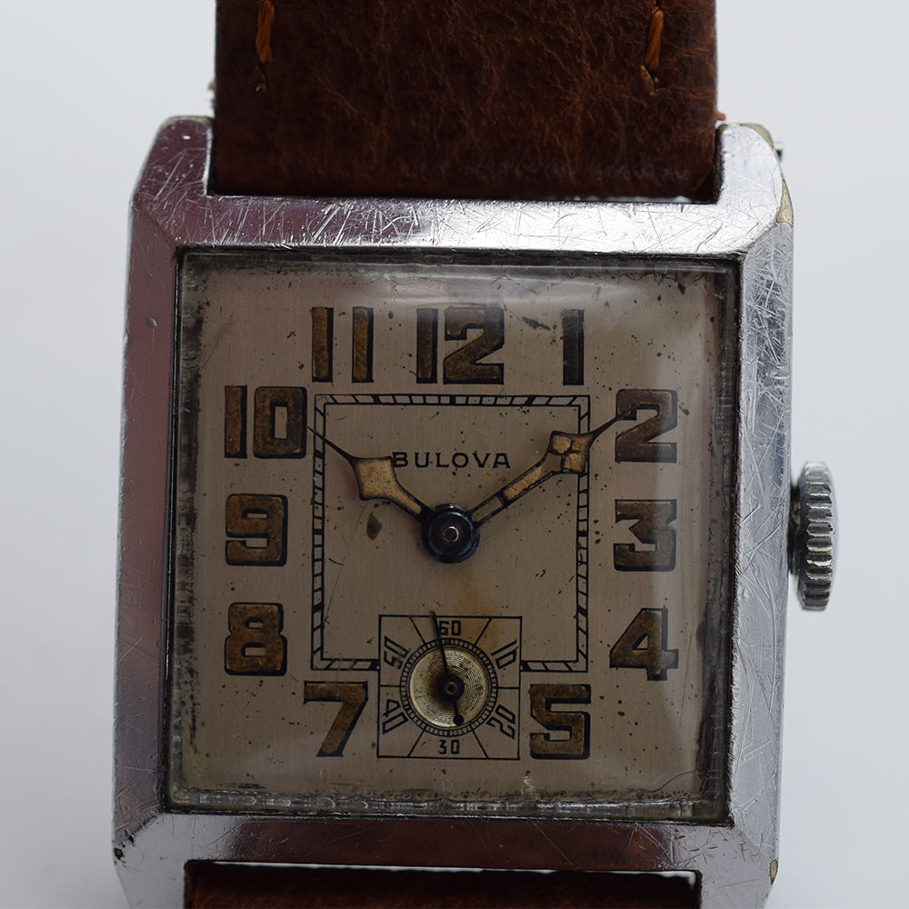 1927 Bulova 14k Rolled White Gold Plated Radium Dial "Exhibition" Back