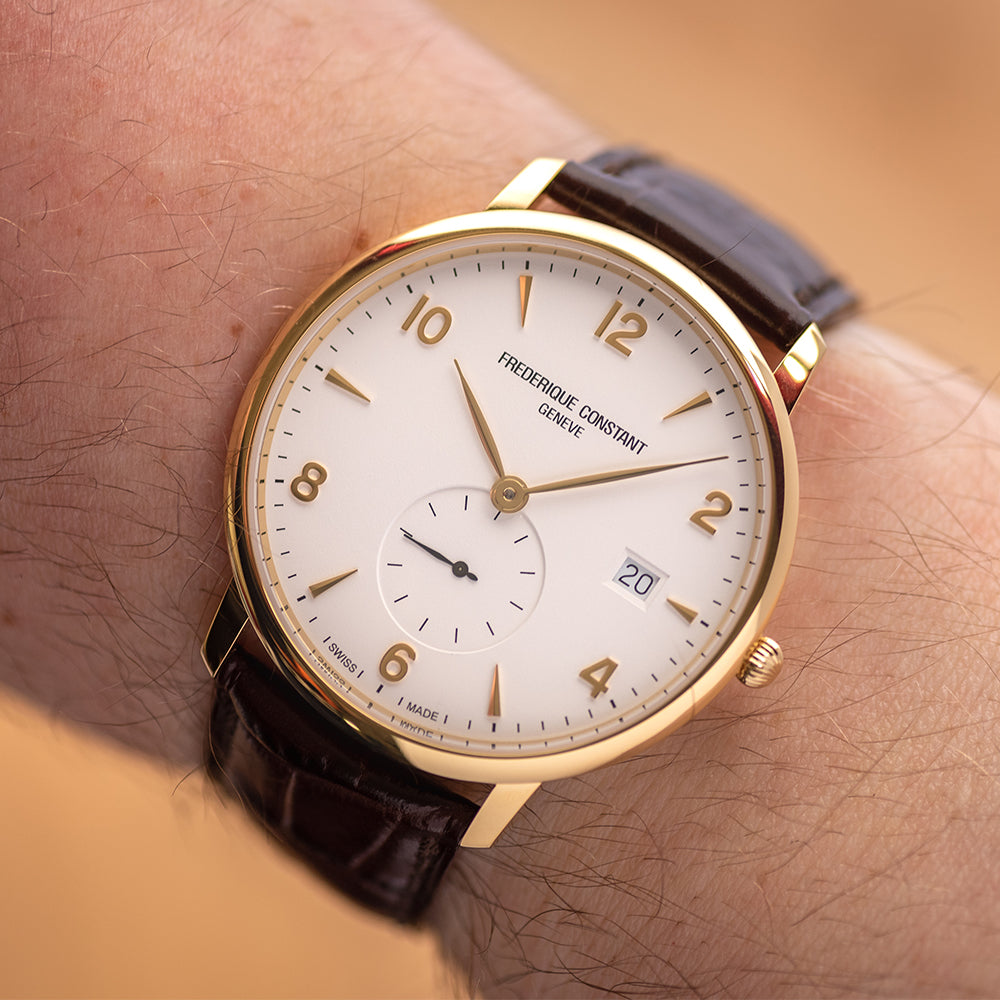 Frederique Constant Slimline Date Gold Plated Box & Papers