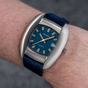 New Old Stock 1970s Record Automatic Blue with Tag