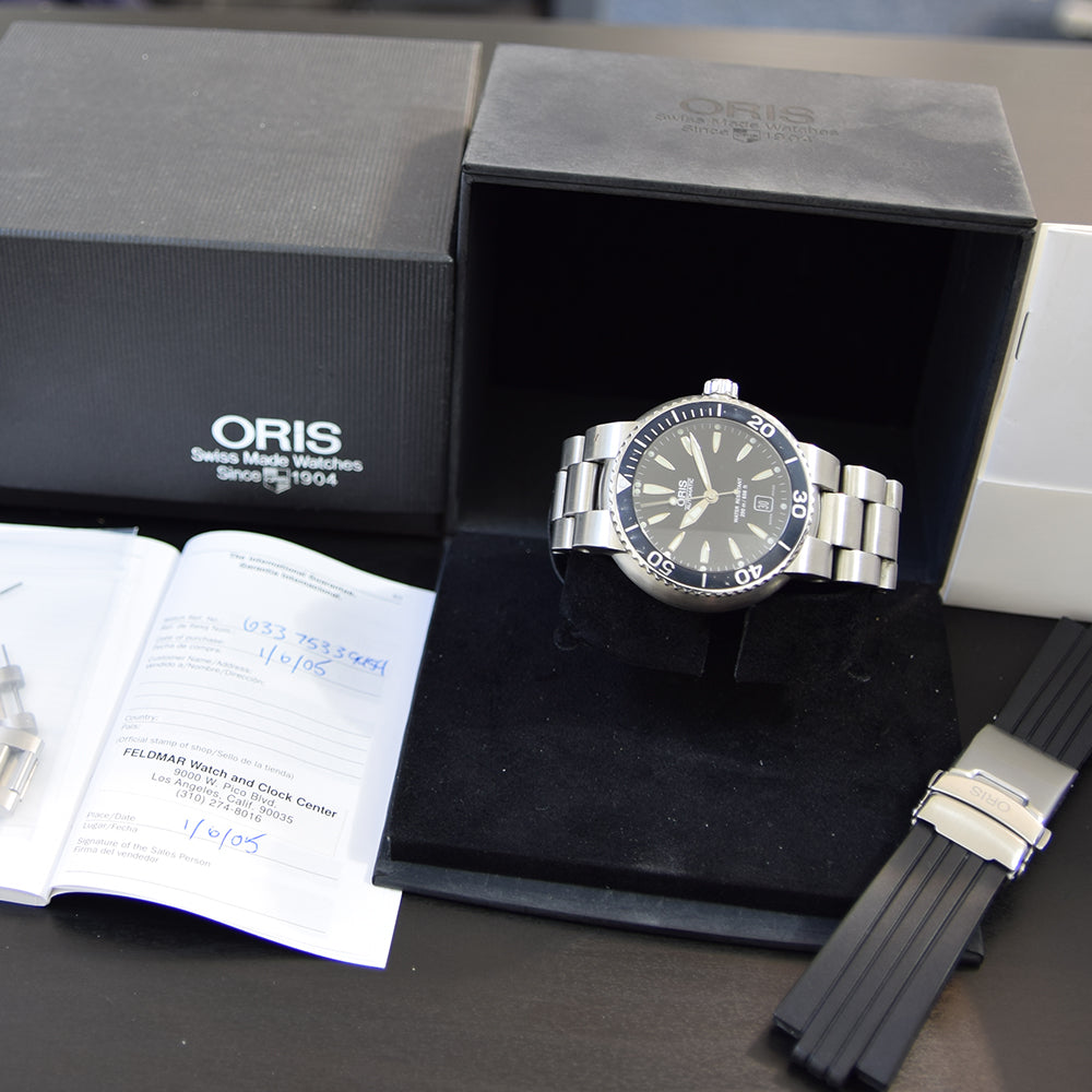 2005 Oris TT1 Divers Automatic Bracelet Rubber with Box Papers