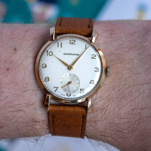 1965 Garrard 9ct Gold Fancy Lug Presentation Watch with Box