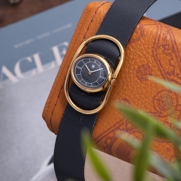 Rare 1970s LIP Manually Wound Funky Gold Plated Case